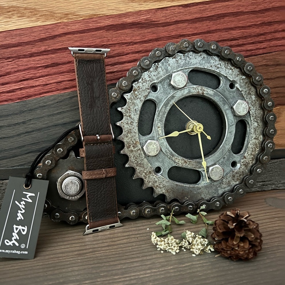 42mm 44mm mens brown genuine leather square watch band boho western unisex - Picture 2 of 2